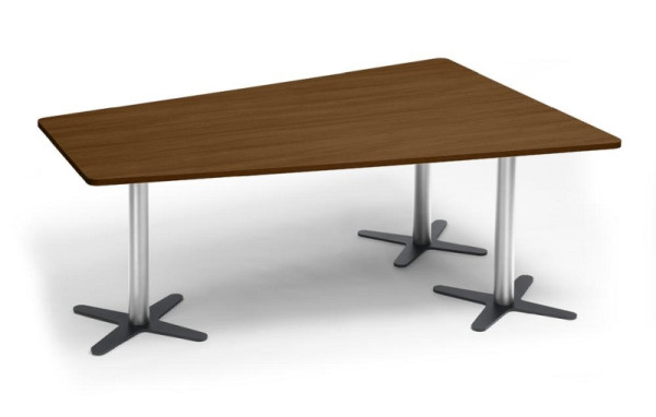 Deskin Konferenztisch DUBLIN, Dekor: Nussdekor dunkel, Gestellfarbe: Verchromt / Anthrazit RAL 7016, BxHxT: 2000 x 735 x 1410 mm, 330287