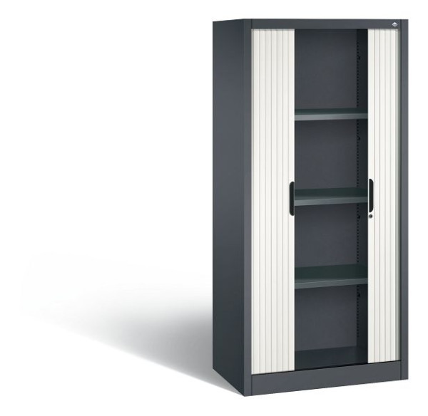 C+P Rollladenschrank Omnispace, H1660xB800xT420mm, Farbe: Schwarzgrau / Verkehrsweiß, Griffmulde, 4 OH, 3211-00 S10122
