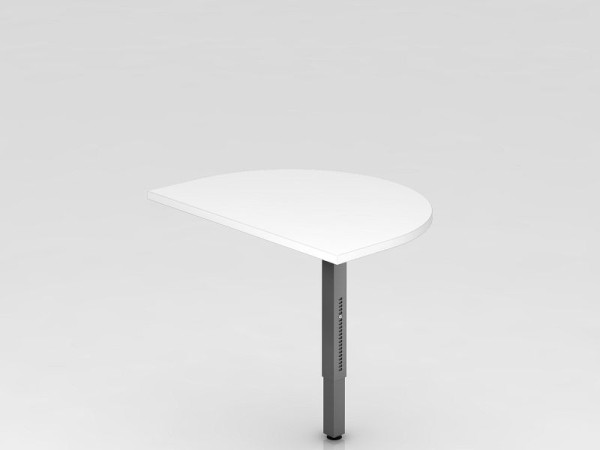 Hammerbacher Anbautisch mit Stützfuß eckig 60x80cm Weiß/Graphit, gerundet zum Anbau an Schreibtisch, VRA60/W/G