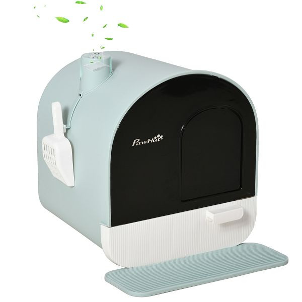 PawHut Katzentoilette Katzenklo mit Deckel Streuschaufel Streufangmatte Grün 43 x 44 x 47cm, D31-050