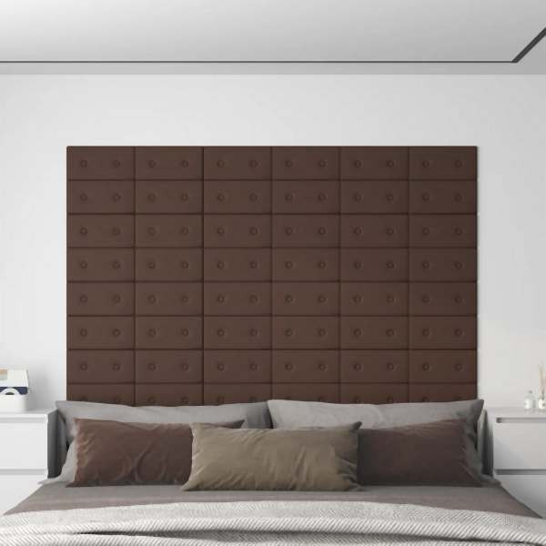 vidaXL Wandpaneele 12 Stück Braun 30x15 cm Kunstleder 0,54 m², 343973