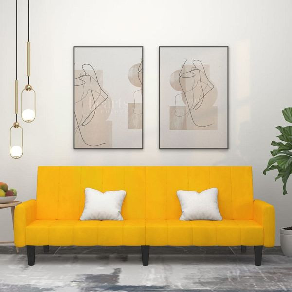 vidaXL Schlafsofa 2-Sitzer Gelb Samt, Top-Qualität, 375781