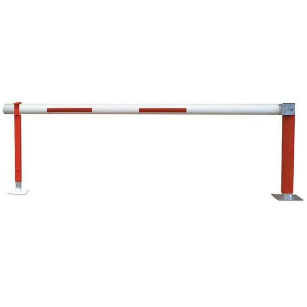 Stein HGS Wegesperre / Kardansperre -Alpha 215-, 4500 mm, natur/reflex, Sperrbalken: natur/unbeschichtet, rote Reflexstreifen, Profilzylinder (CI), zum Aufdübeln, 13865-020202