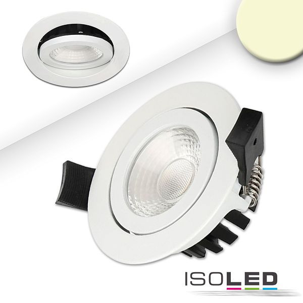 ISOLED LED Einbaustrahler, weiß, 8W, 36°, rund, warmweiß, IP65, dimmbar, 114143