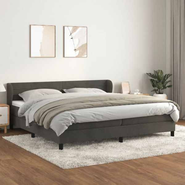 vidaXL Boxspringbett mit Matratze Dunkelgrau 200x200 cm Samt, 3127572