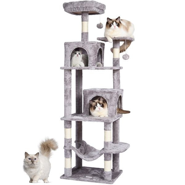 VEVOR Kratzbaum Katzenkratzbaum Kletterbaum Katzenbaum Sisal 160cm Hellgrau, DXSMS7C2FQH0PX1IIV0