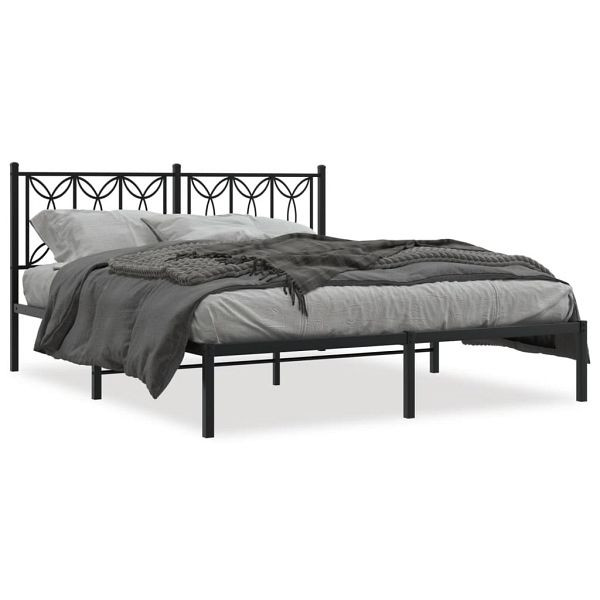 vidaXL Bettgestell mit Kopfteil Metall Schwarz 160x200 cm, 376131