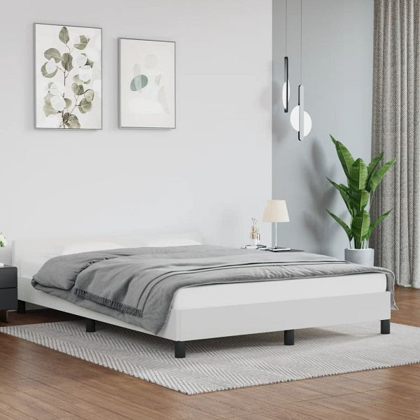 vidaXL Bettgestell mit Kopfteil Weiß 140x200 cm Kunstleder, 347502