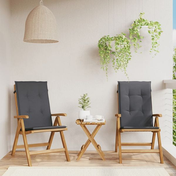 vidaXL Gartenstühle mit Kissen 2 Stück Massivholz Teak, 3196433