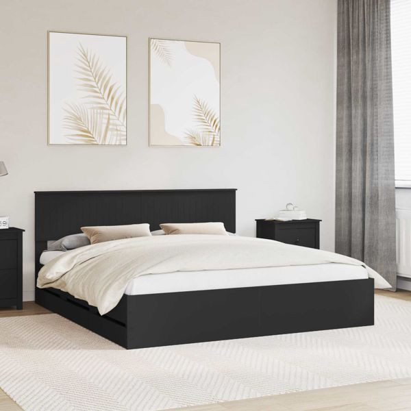 vidaXL Bettrahmen mit Schubladen Schwarz 180 x 200 cm Ingenieurs Holz, 3410680