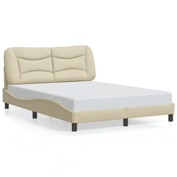 vidaXL Bettgestell mit Kopfteil Creme 120x200 cm Stoff, 3207763