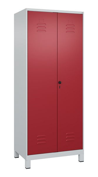 C+P Mehrzweckschrank Classic PLUS, Putzmittel-Spind, Füße, 2 Abteile, 1950x800x500mm, 7035/3003, Sicherheits-Drehriegel, 080110-02 S10001