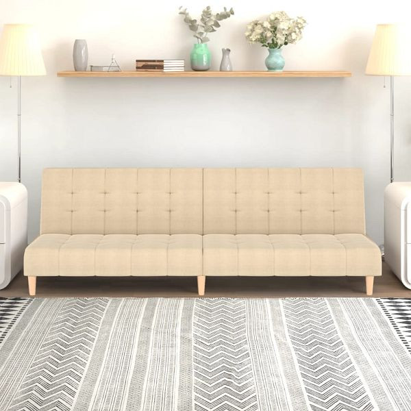 vidaXL Schlafsofa 2-Sitzer Creme Stoff, Top-Qualität, 375757