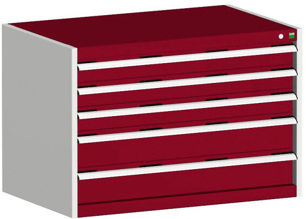 bott cubio Schubladenschrank bestückt mit 5 Schubladen BxTxH: 1050 x 750 x 700 mm, RAL 7035/3004, 40029097.24V