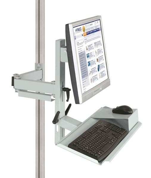 Manuflex Ergonomie Monitorträger für CANTOLAB und ALU mit Tastatur- und Mausfläche, VESA-Adapter 100 mm, Lichtgrau, ZB8288.7035
