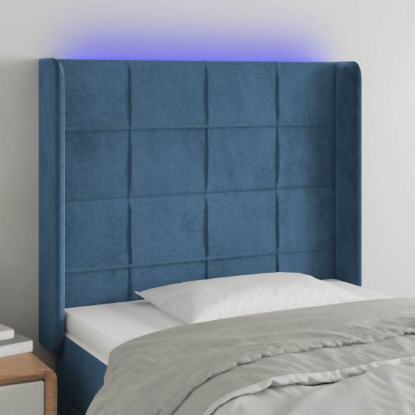 vidaXL LED Kopfteil Dunkelblau 93x16x118/128 cm Samt, 3124088