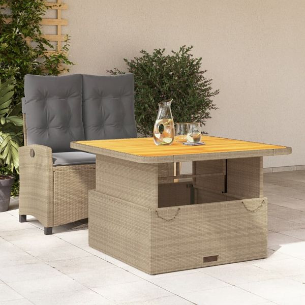 vidaXL 2-teilig Garten-Essgruppe mit Kissen Beige Poly Rattan, 3277427