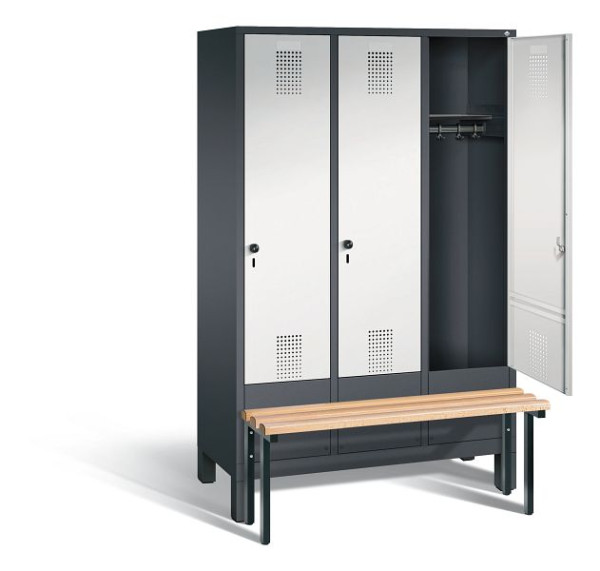 C+P Garderobenschrank Evolo, H1850xB1200xT815mm, Farbe: Schwarzgrau / Lichtgrau, 48030-32 S10099
