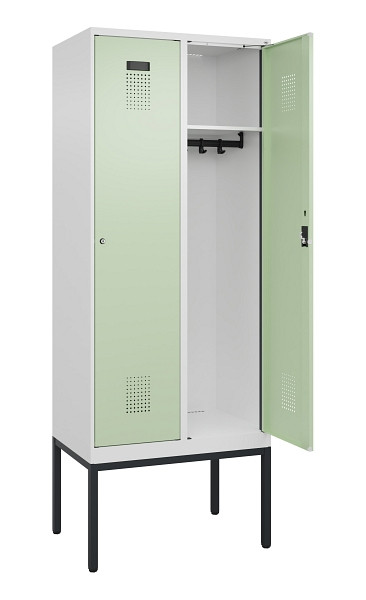 C+P Spind Evolo PLUS, Gestell, 2 Abteile, 2120x800x500mm, 9016/6019, Verschluss Zylinderschloss, Ablageböden 2, 0490307-22 S10046