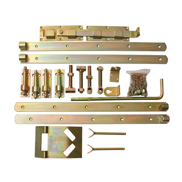 T&J Doppeltor-Beschlag Premium, verzinkt, kartonverpackt, Überwurfbeschlag, für Torbreiten bis 3 m, 17642