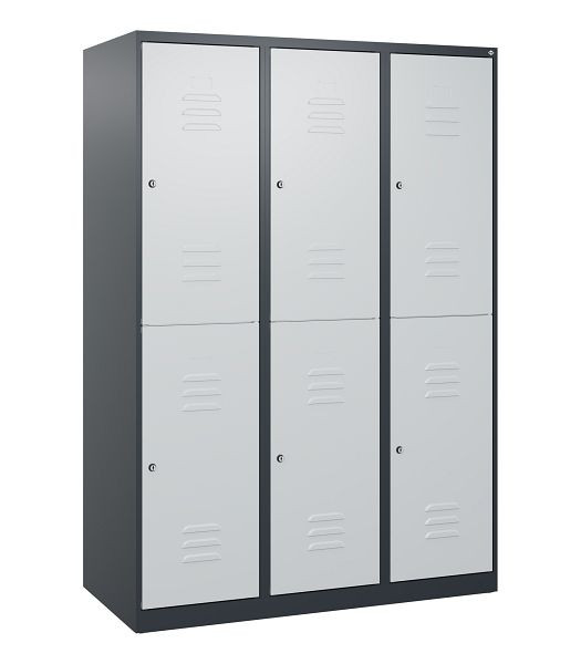 C+P Doppelstöckiger Spind Classic PLUS, 3 Abteile, 1700x1200x500mm, 7016/7035, Zylinderschlösser, 0803007-32 S10024