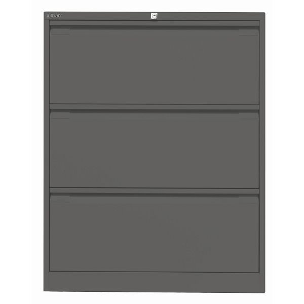 Bisley Hängeregistraturschrank, doppelbahnig, 3 HR-Schubladen, 634 anthrazitgrau, DF3634