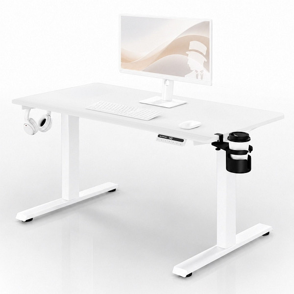 Jan Nowak Elektrischer Schreibtisch mit Höhenverstellung ergonomisch weiß, 1200x600 mm, ARIA 1200, 2728