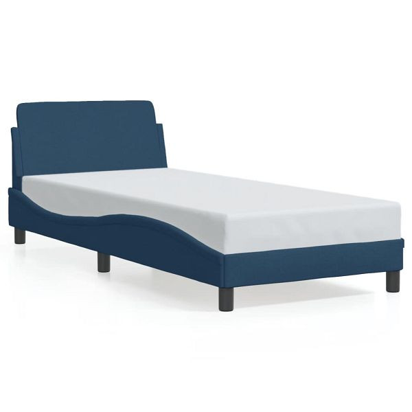 vidaXL Bettgestell mit Kopfteil Blau 90x200 cm Stoff, 373111