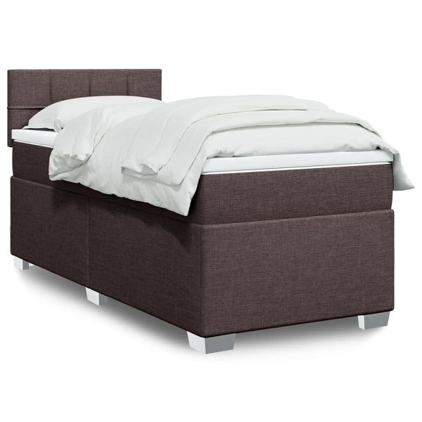 vidaXL Boxspringbett mit Matratze Dunkelbraun 90x200 cm Stoff, 3288074