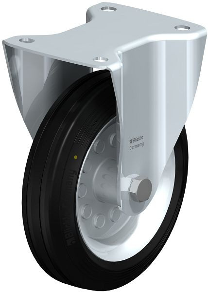 Blickle B-VE 180R-EL Stahlblech-Bockrolle mit Anschraubplatte, Vollgummi, Schwarz, 673384