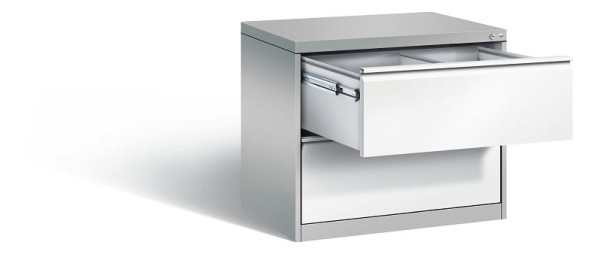 C+P Hängeregistraturschrank Acurado, H733xB787xT590mm, Farbe: Weißaluminium / Verkehrsweiß, Griffleiste, 12912-312 S10087