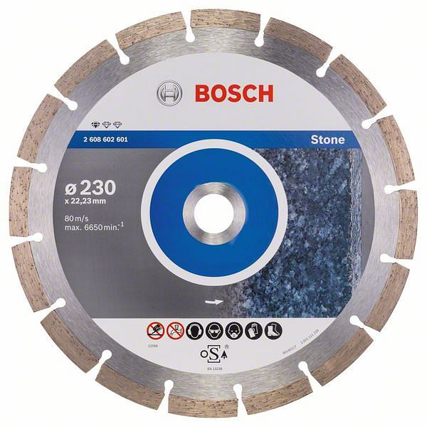 Bosch Diamanttrennscheibe Standard for Stone, 230 x 22,23 x 2,3 x 10 mm, 2608602601