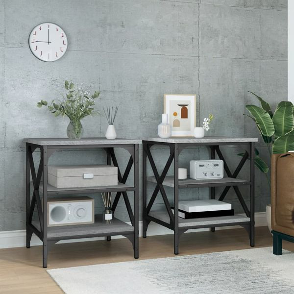 vidaXL Beistelltische 2 Stück Grau Sonoma 40x42x50 cm Holzwerkstoff, 825779