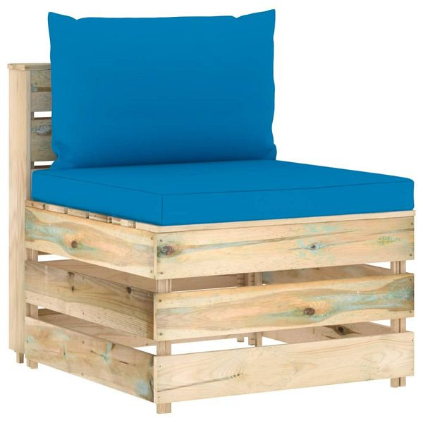 vidaXL Modulares Mittelsofa mit Kissen Grün Imprägniertes Holz, 3074511