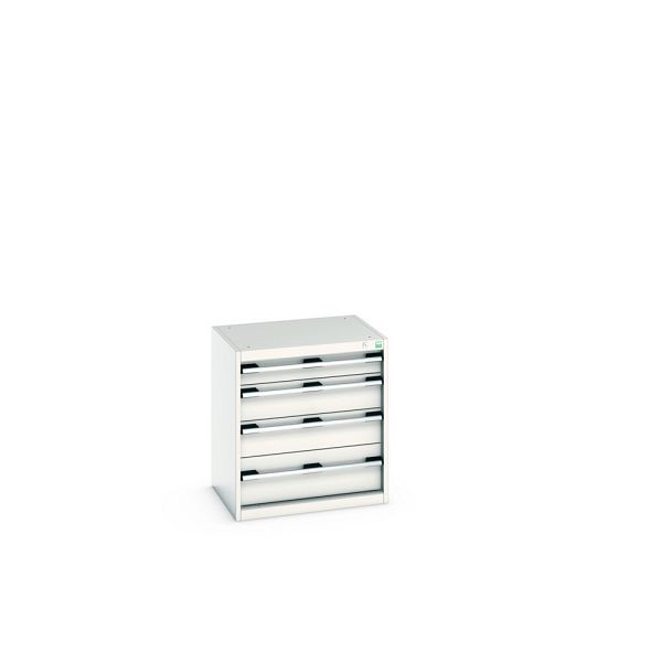 bott cubio Schubladenschrank bestückt, mit 4 Schubladen, BxTxH: 650x525x700mm, RAL 7035/7035, Lichtgrau, 40011062.16V