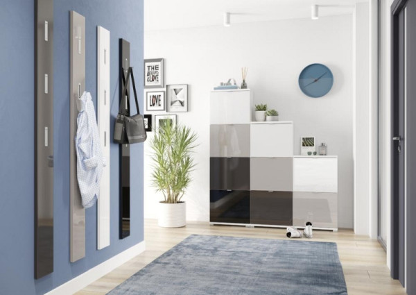 Deskin Garderobenpaneel DETROIT mit 3 Haken, Grau, 150 x 40 x 1700 mm, 348810