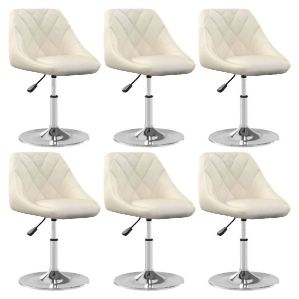 vidaXL Esszimmerstühle 6 Stk. Drehbar Creme Samt, 3088768