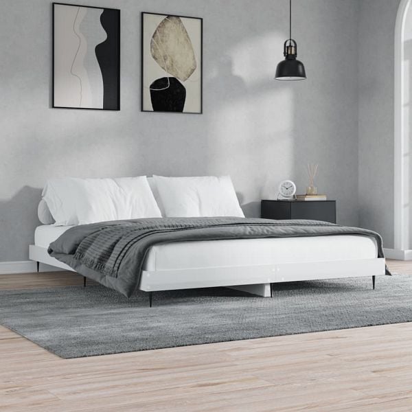 vidaXL Bettgestell Hochglanz-Weiß 150x200 cm Holzwerkstoff, 832239