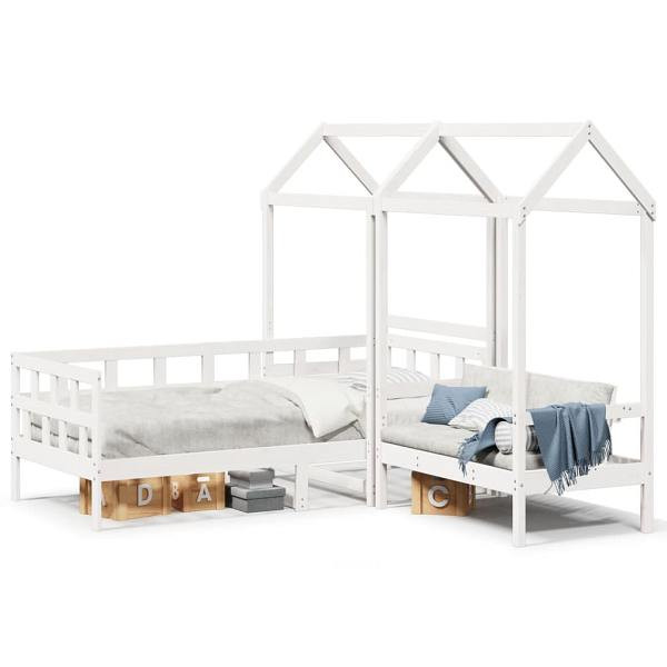 vidaXL Tagesbett Set mit Dach Weiß 80x200 cm Massivholz Kiefer, 3282247