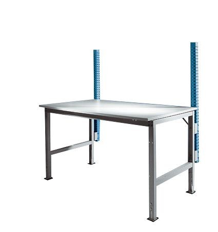 Manuflex Grund-Aufbausäulen für UNIVERSAL + PROFI Standard Grundtische, Nutzhöhe 600 mm, Brillantblau, ZB3781.5007