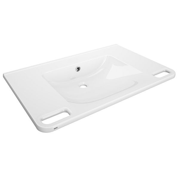 KWC Einzelwaschtisch, MEDCARE, MIRANIT, 850x150x550 mm, weiß, Überlauf, Griff, 2030072433