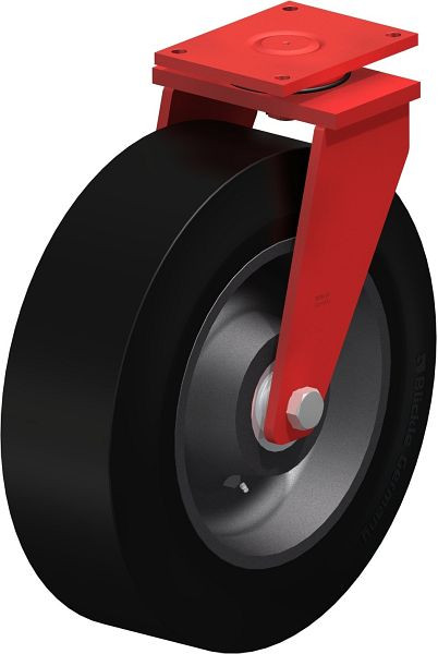 Blickle LS-GEV 620K Stahlgeschweißte Schwerlast-Lenkrolle, schwere Drehkranz-Ausführung, Elastik-Vollgummi, Schwarz, 757099