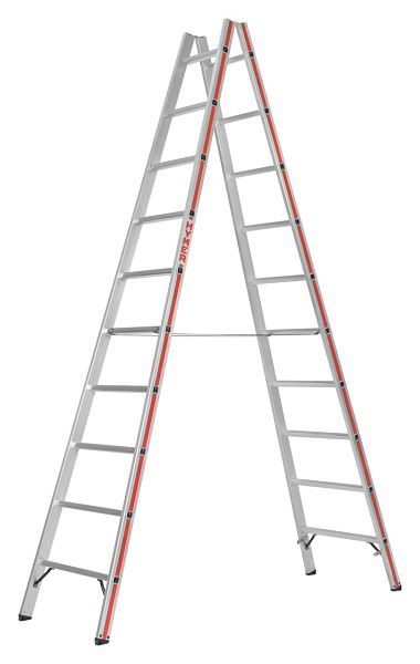 HYMER Sprossenstehleiter, beidseitig begehbar, 2x10 Sprossen, Länge 2,95 m, 602320