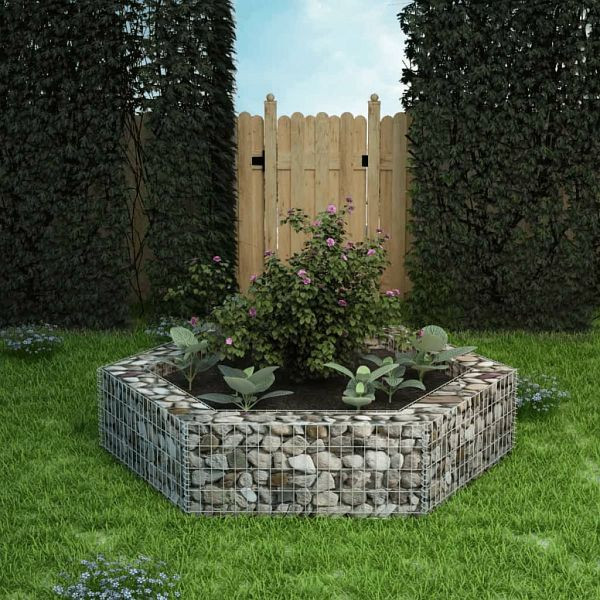 vidaXL Sechseckiges Gabionen-Hochbeet 200x173x40 cm, 142536