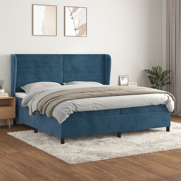 vidaXL Boxspringbett mit Matratze Dunkelblau 200x200 cm Samt, 3129295