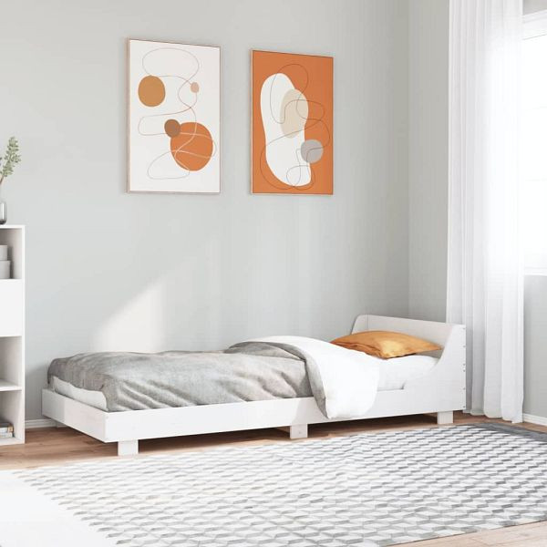vidaXL Massivholzbett mit Kopfteil Weiß 90x200 cm Kiefer, 850738