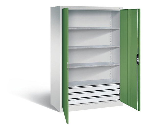 C+P Werkzeugschrank Acurado, H1950xB1200xT600mm, Farbe: Lichtgrau / Resedagrün, Muldengriff, 8932-503 S10244