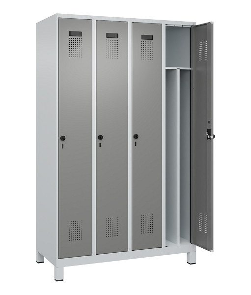 C+P Spind Evolo PLUS, mit Füßen, 4 Abteile, 1950x1200x500mm, 7035/0004, Verschluss Drehriegel, 049010-40F S10014