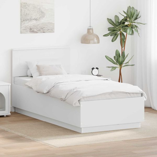 vidaXL Bettrahmen mit Kopfteil Weiß 75 x 190 cm Holzwerkstoff, 3408215