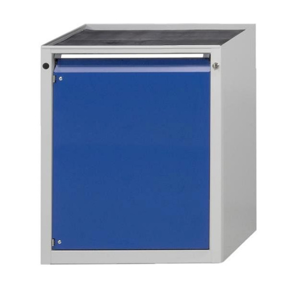 ANKE Werkbänke Beistellschrank; 660 x 615 x 850 mm; RAL 7035/5010; Wanne mit Antirutschmatte; 1 Tür 720 mm, 600.002